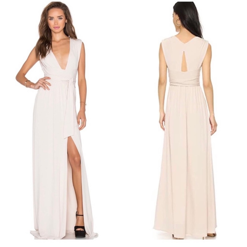 Oyster colour halston heritage full length gown Small, unlined